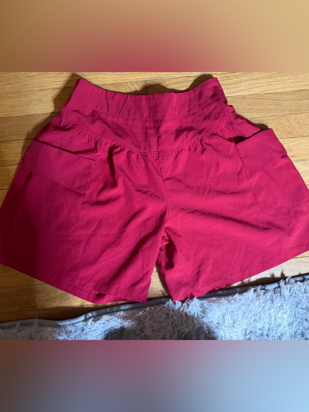 High-Waist Women’s Red Cargo Athletic Shorts